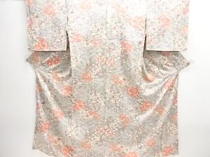 変わり松皮菱に四季草花模様小紋着物